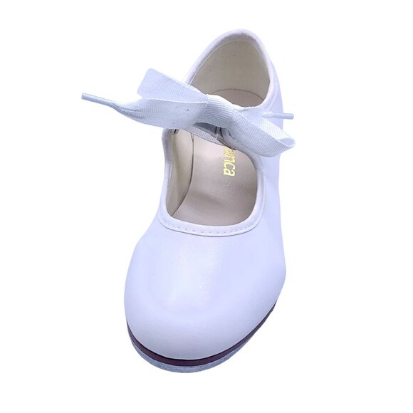 So Danca White Tyette Tap Valiant Vegan 9.5 Shoes Elastic Snaps Dance Recital - Picture 3 of 9